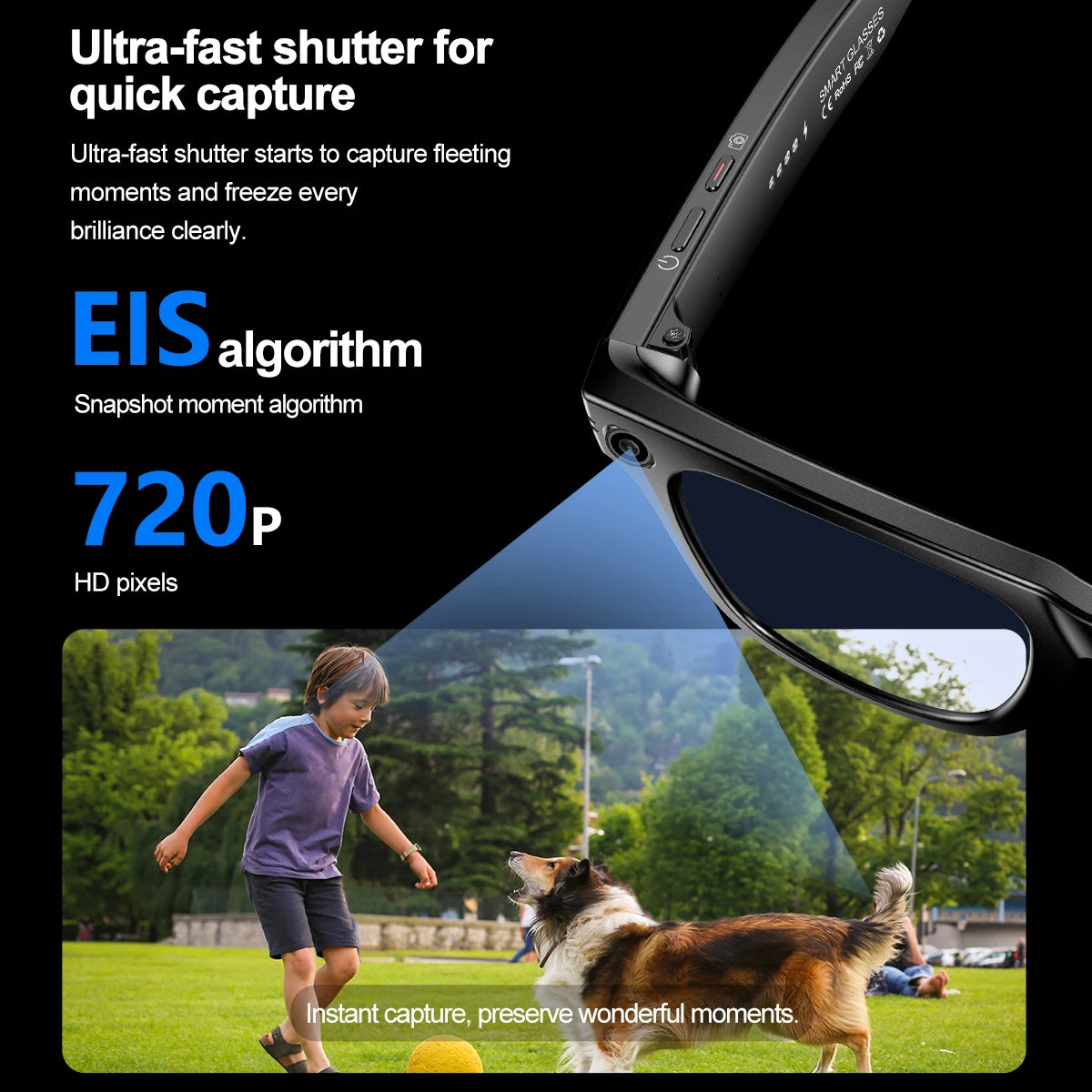 2025 New AI Interaction Smart Glasses with Camera Photo Video Record Translation Music Smart Sunglasses Bluetooth Call Headphone