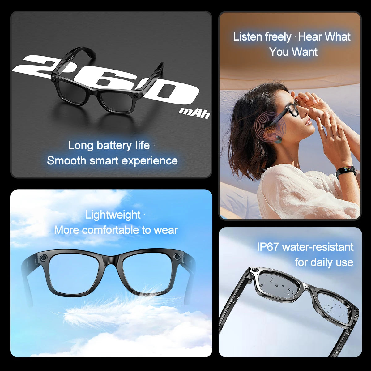 2025 New AI Interaction Smart Glasses with Camera Photo Video Record Translation Music Smart Sunglasses Bluetooth Call Headphone