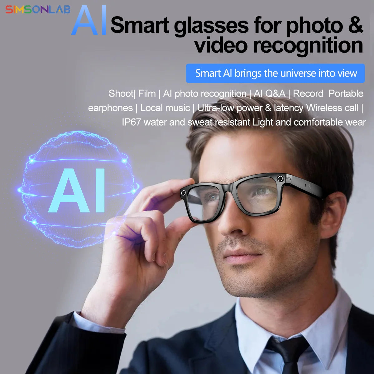2025 New AI Interaction Smart Glasses with Camera Photo Video Record Translation Music Smart Sunglasses Bluetooth Call Headphone