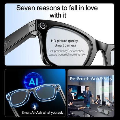 2025 New AI Interaction Smart Glasses with Camera Photo Video Record Translation Music Smart Sunglasses Bluetooth Call Headphone